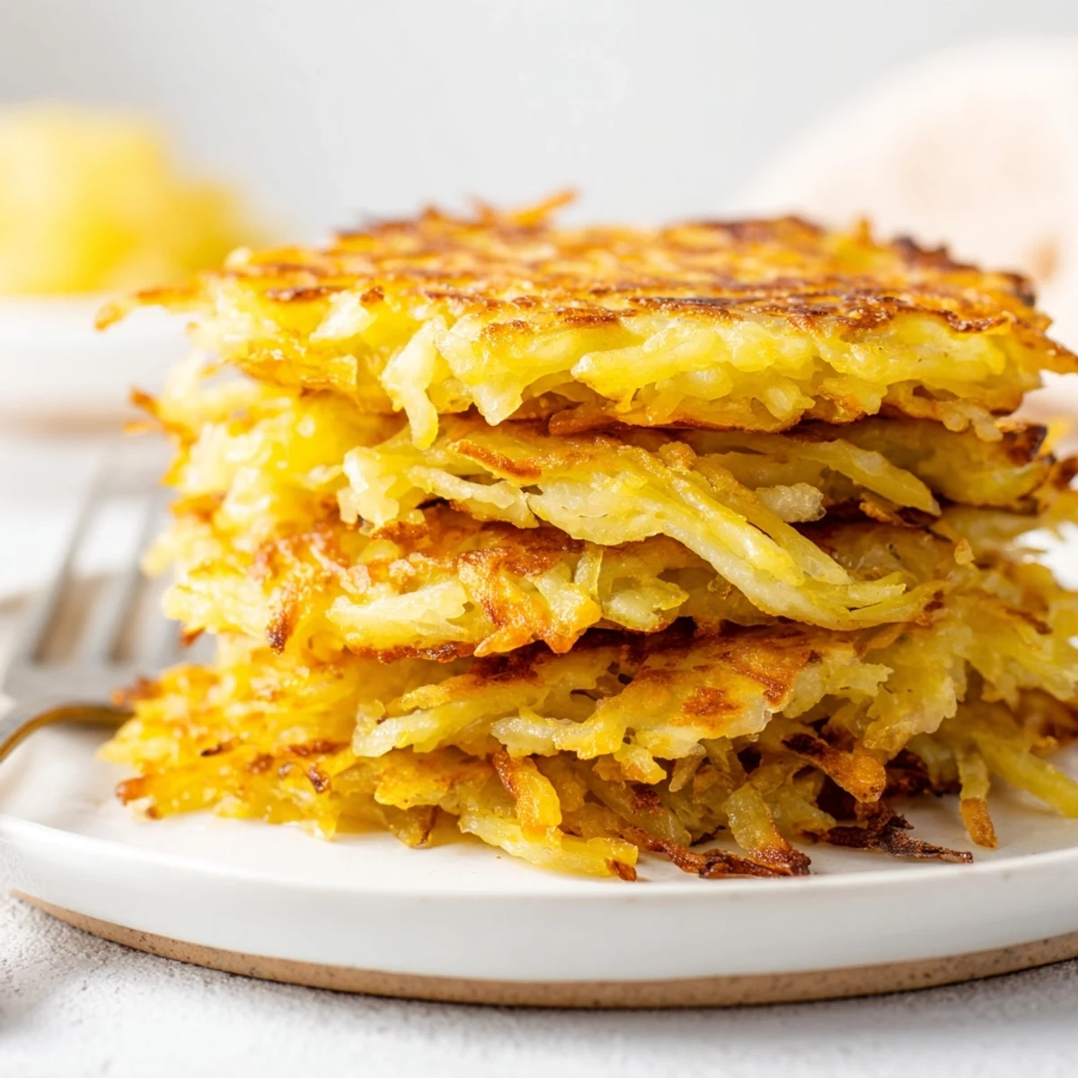 Herzhafte deutsche Kartoffelpuffer, gebraten bis goldbraun und außen knusprig. 