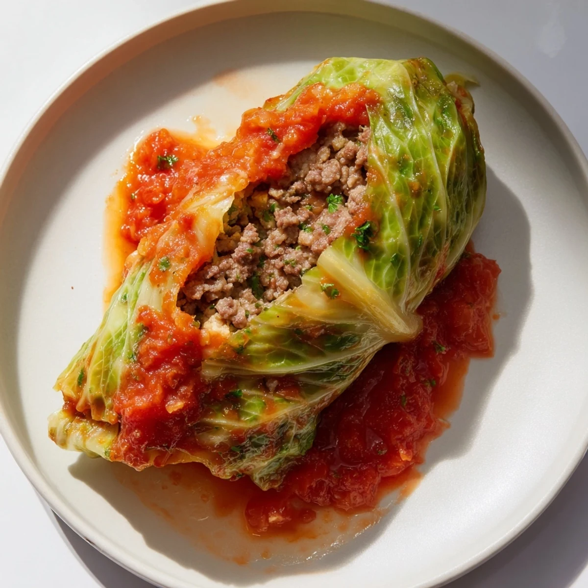 Steaming Easy Cabbage Rolls, the tender leaves bursting with savory meat and rice.
