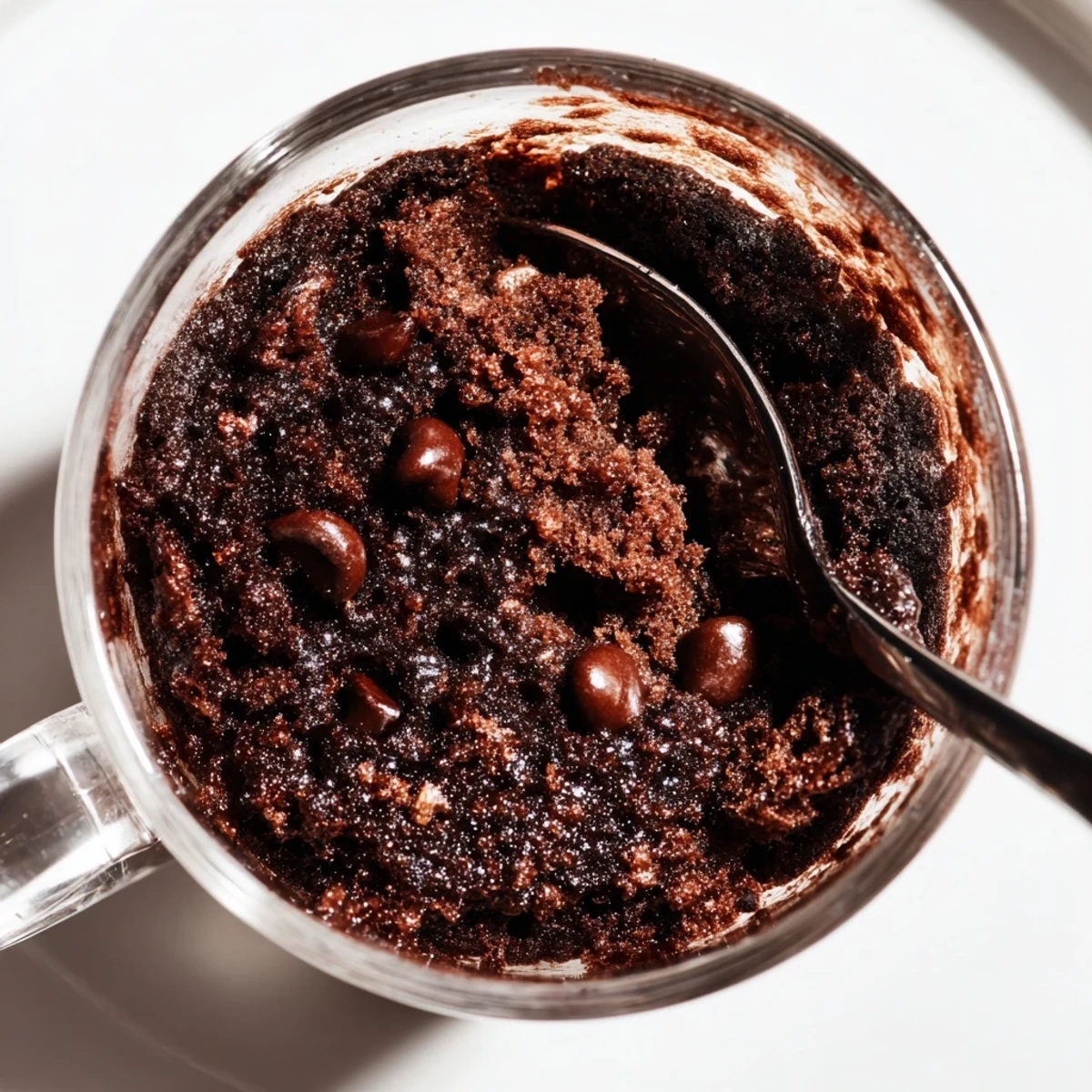Rich, dark Mug Cake Schokolade, served steaming hot and ready to enjoy from the mug.
