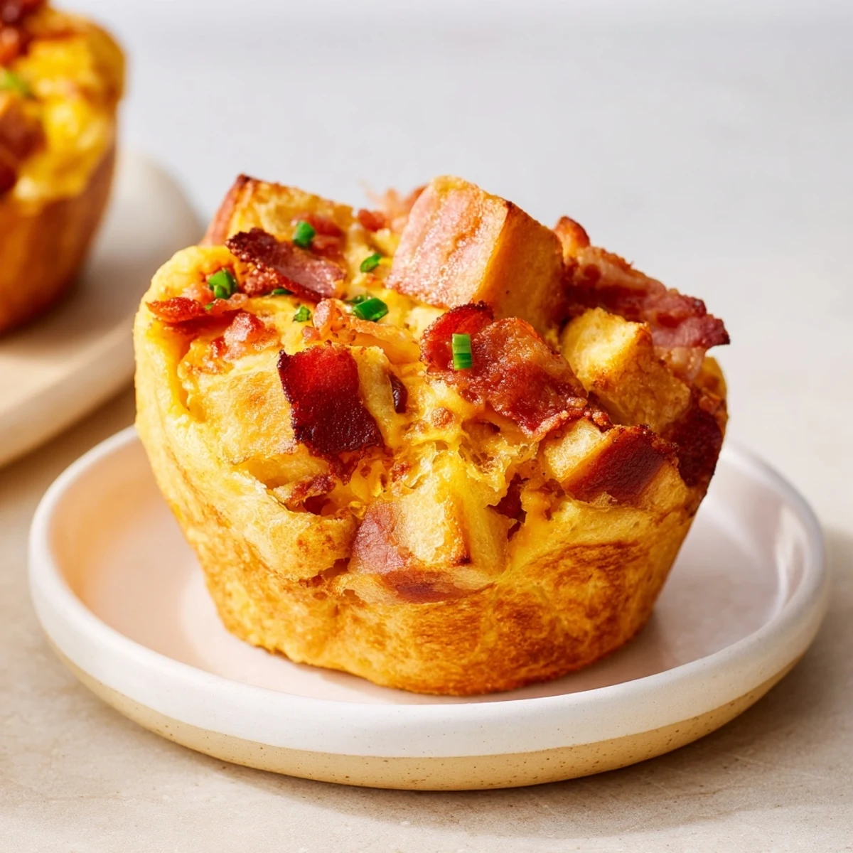 Close-up photo of fluffy German Bread & Bacon Dumplings, perfect with a sprinkle of fresh parsley on top.
