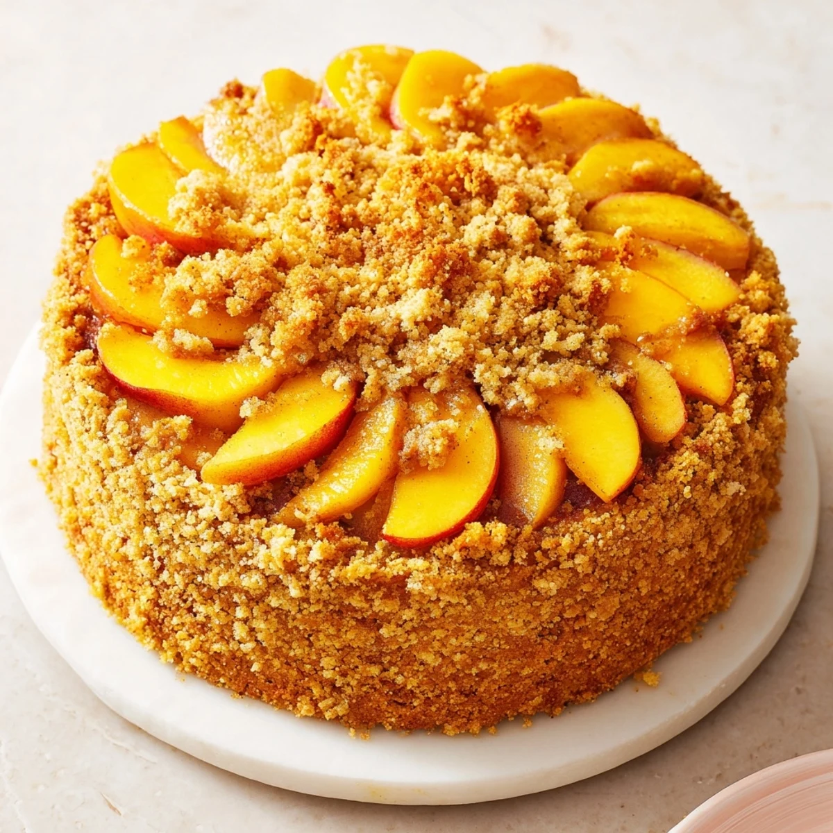 Golden-topped German apple cake with baked apples, warm spices, and buttery streusel for dessert.