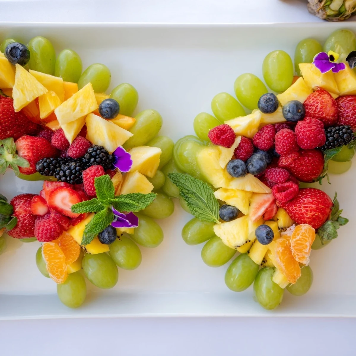Perfect for kids, this Butterfly Garden Fruit Board shows vibrant fruit arranged like butterfly wings.