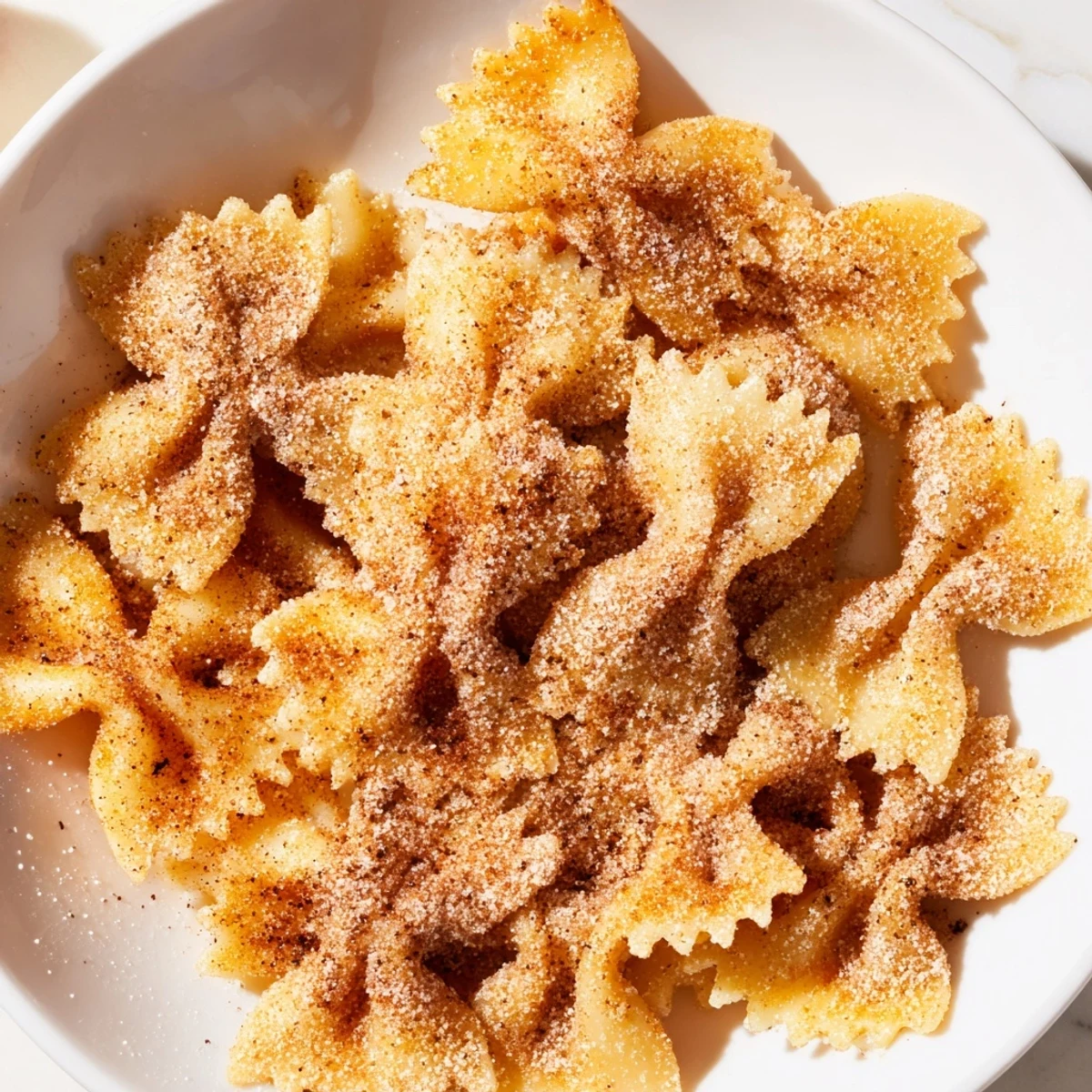 Nahaufnahme von Air Fryer Pasta Christmas Crack, ideal als süßer und salziger Snack.