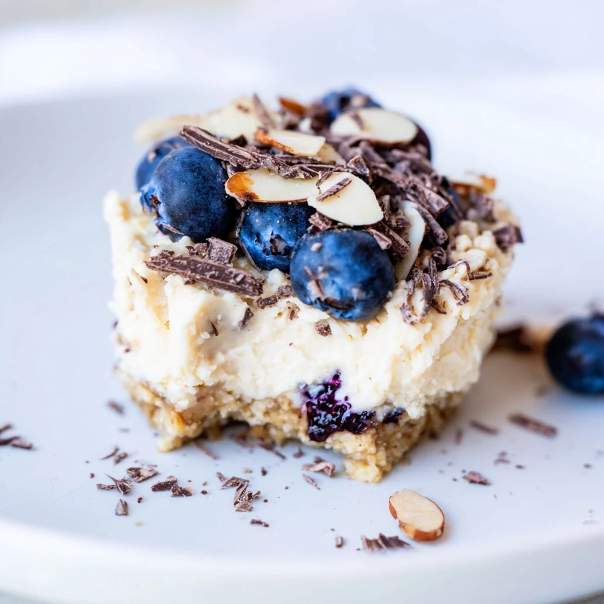 Creamy protein cheesecake cups with fresh berries, a healthy no-bake dessert option.