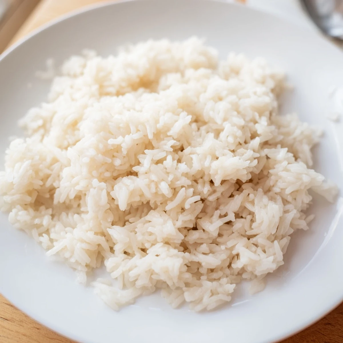 Fragrant Coconut Jasmine Rice, fluffy and aromatic, ready to serve alongside a vibrant Thai curry.