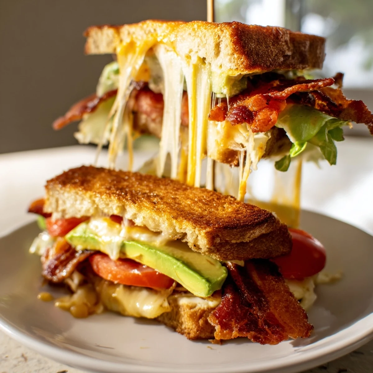 Ein gegrilltes Avocado BLT Sandwich mit frischer Tomate, salat und cremiger Avocado-Füllung