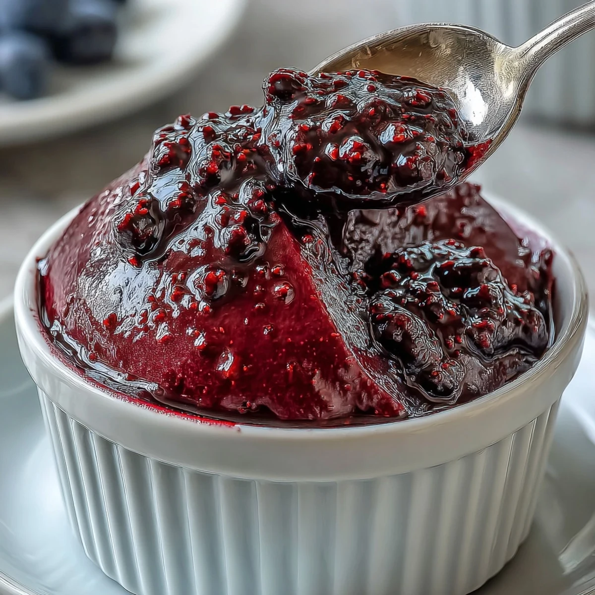 Glanzvolle Black Currant Panna Cotta mit leuchtender Beeren-Glasur und sahniger Vanilletextur für elegante Dessertteller.