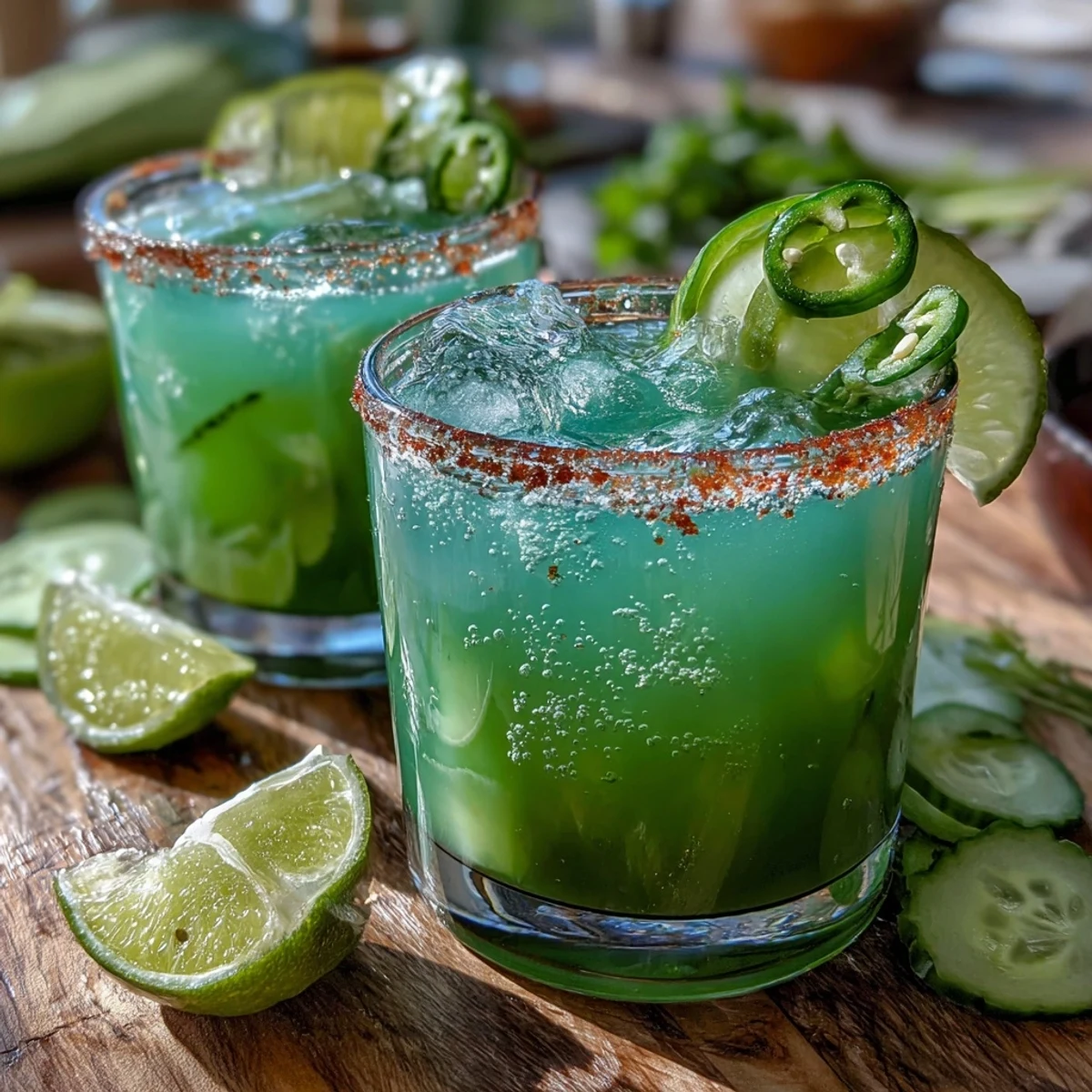 Pickles Margarita mit Jalapeño-Salzrand