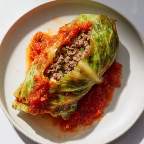 Steaming Easy Cabbage Rolls, the tender leaves bursting with savory meat and rice.