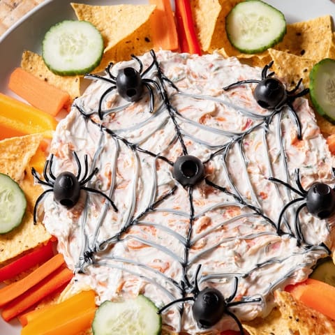 Spinnennetz Dip mit Gemüse