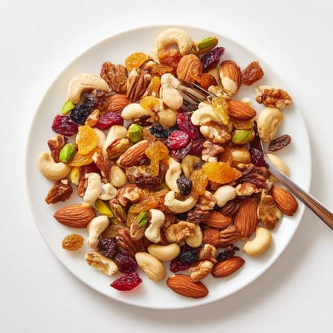 Close-up of Easy Party: Assorted Nuts and Dried Fruit mix, with visible texture and vibrant colors.