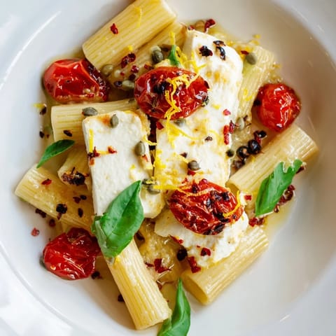 Golden, melted Baked Feta 2.0 combines with roasted tomatoes and pasta.