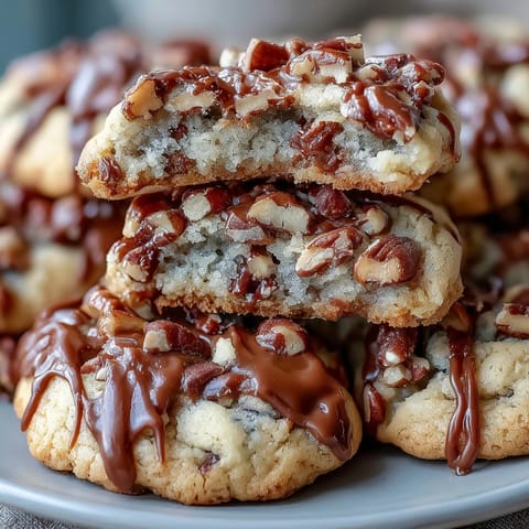 1. Dekadente Butter-Pekannuss-Kekse mit Karamellschwung, gefüllt mit gerösteten Pekannüssen und reichhaltigem Karamell.