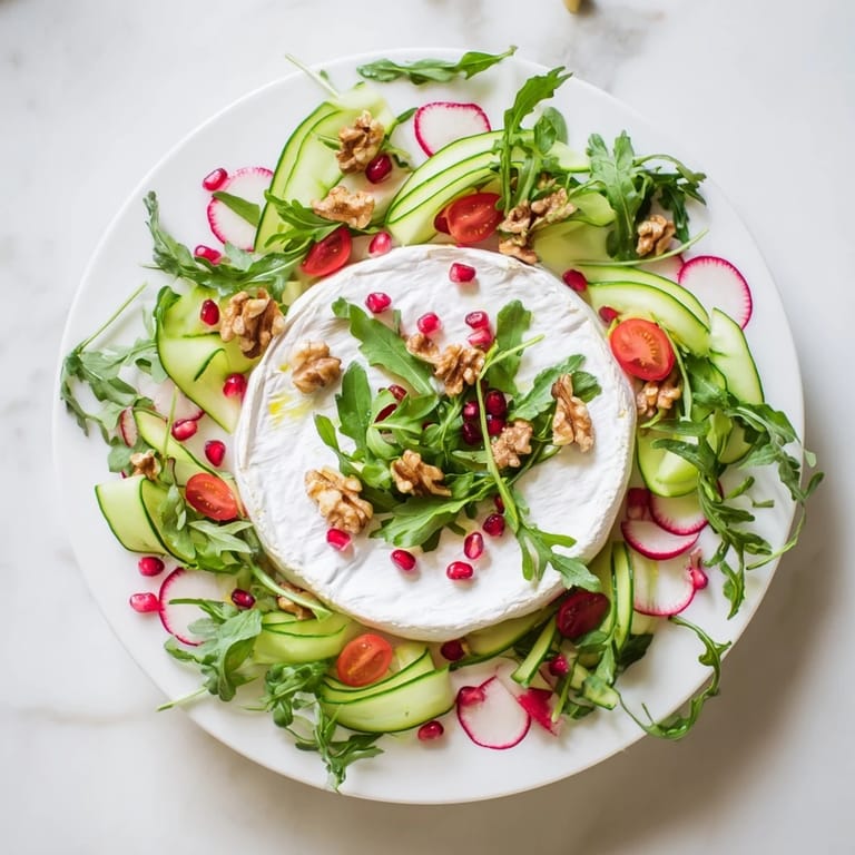 The Zenith Point salad presents a stunning presentation, with cheese surrounded by colorful ingredients.