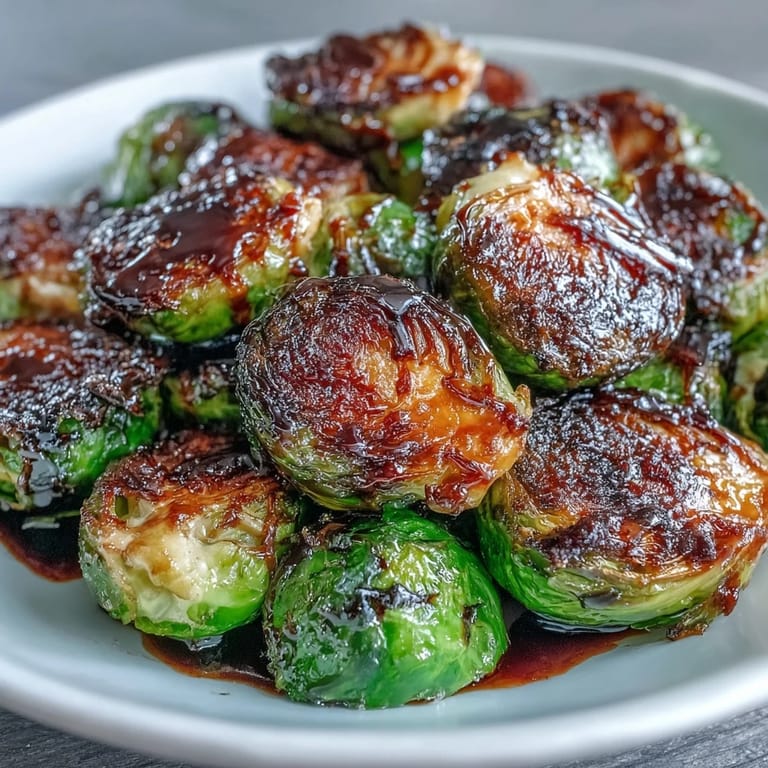 Balsamico-gerösteter Rosenkohl, glasiert und servierfertig als köstliche Beilage.