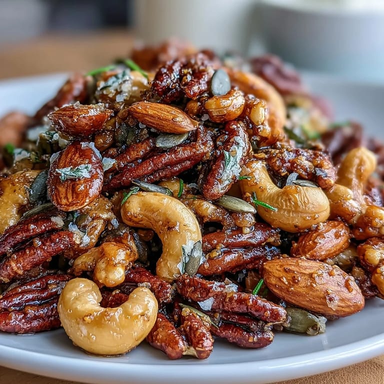 Leckere Spiced Nuts and Seeds Mix im Glas als gesunder Snack für Unterwegs.