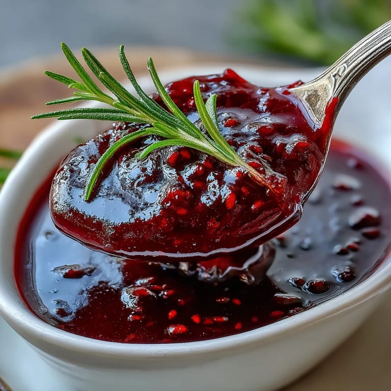 Würzige Schwarze Johannisbeeren und Rosmarin Reduktion, warm über Wildbret oder gegrilltem Tofu geträufelt.