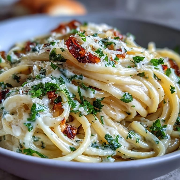 Zitronenbutter-Pasta mit Erbsen, garniert mit Parmesan und frischer Petersilie.