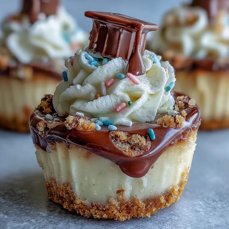 Festliche Mini-Käsekuchen-Bissen, perfekt dekoriert für eine fröhliche Feier auf einem Muffinblech.