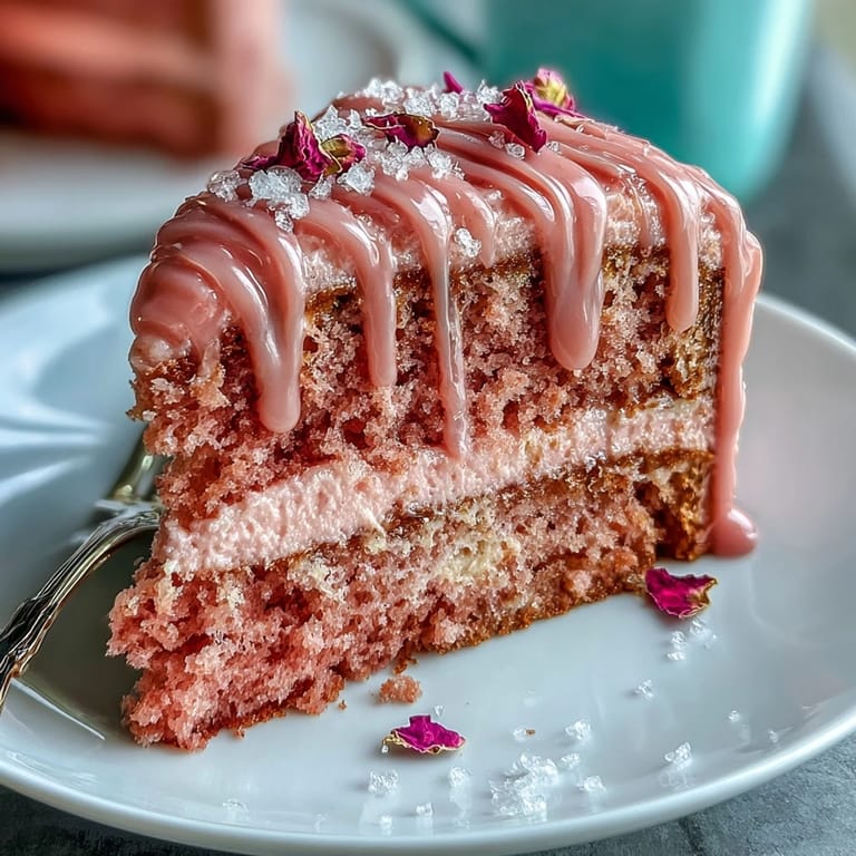 Elegante rosa Samtkuchen mit Roséwein und funkelndem Goldtropfen für eine stilvolle Brautparty.