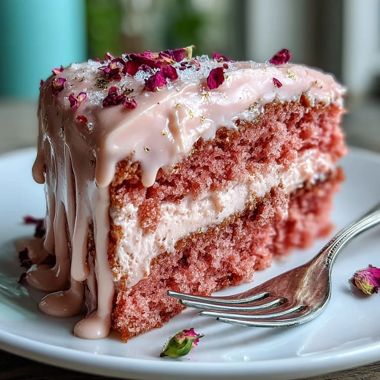 1. Eleganter roséfarbener Samtkuchen mit goldenem Tropfüberzug für eine festliche Hochzeitsdusche